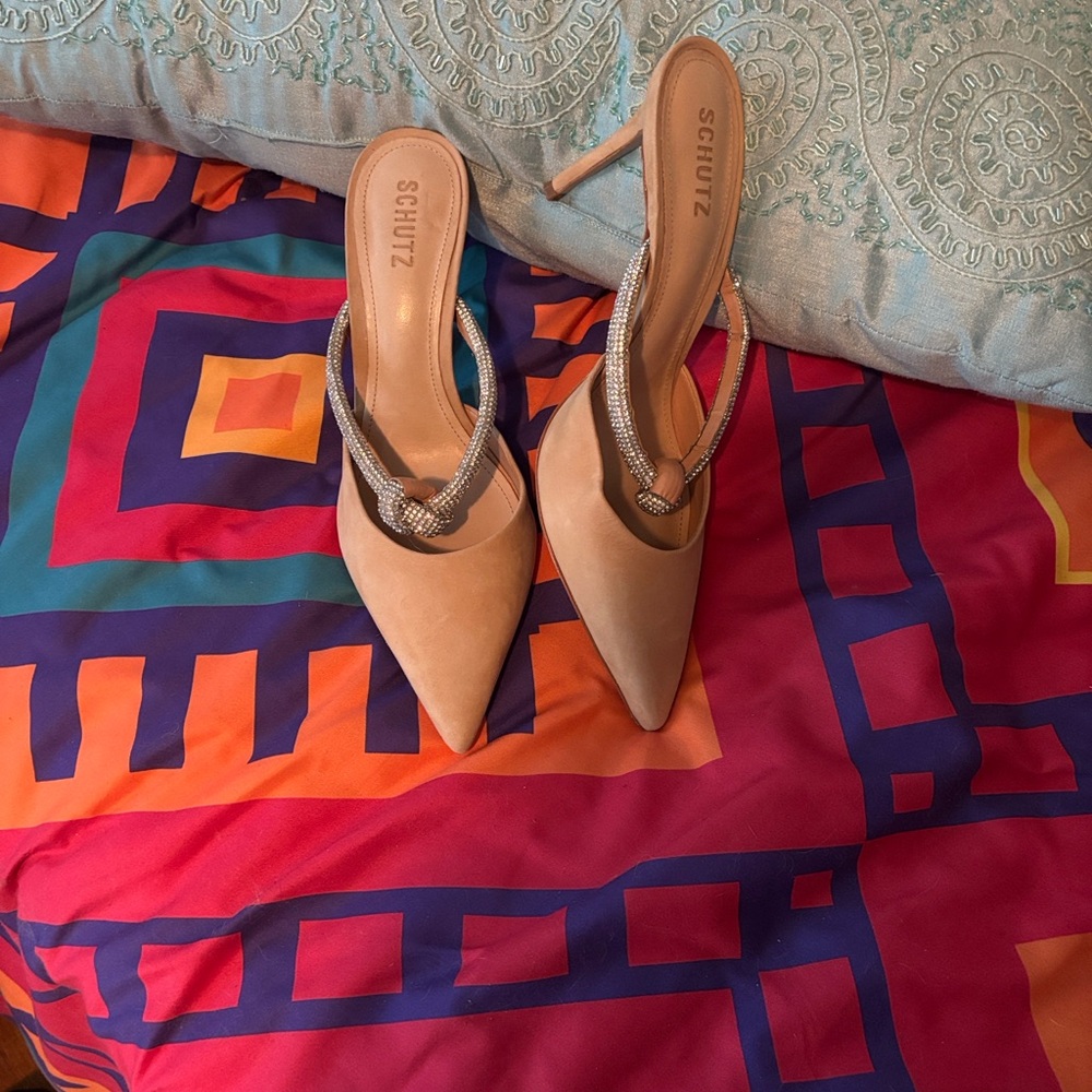 SCHUTZ Beige Heels with Sparkling Straps - Picture 3 of 6